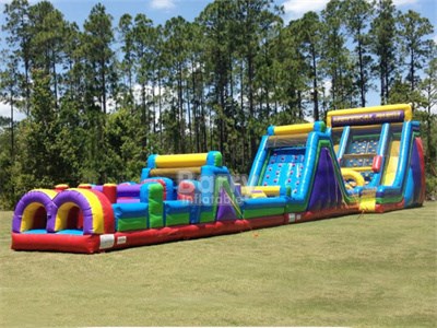 New interactive games bounce house dual lane obstacle course